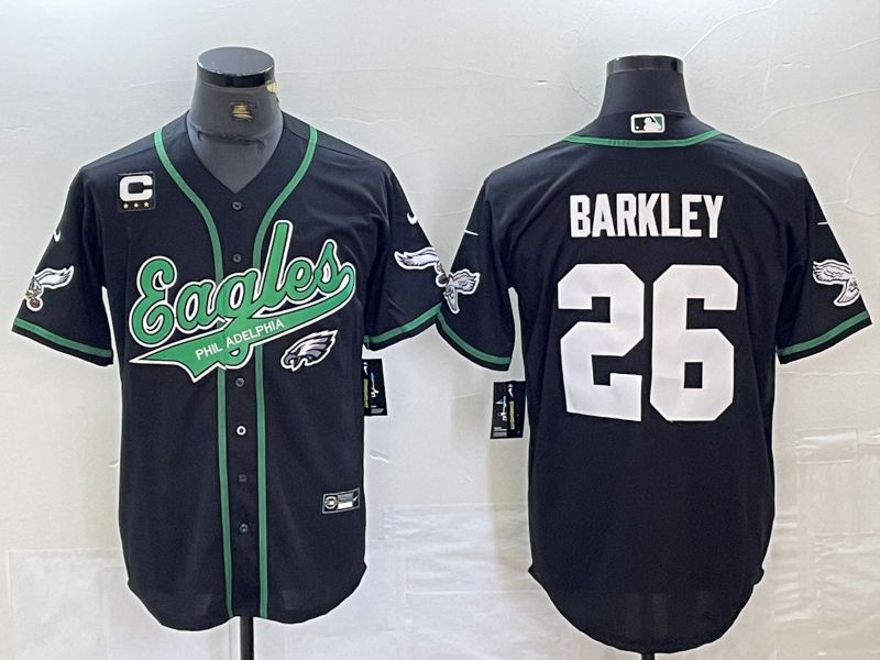 Men Philadelphia Eagles #26 Barkley Black 2024 Nike Co branded NFL Jersey style 12->philadelphia eagles->NFL Jersey